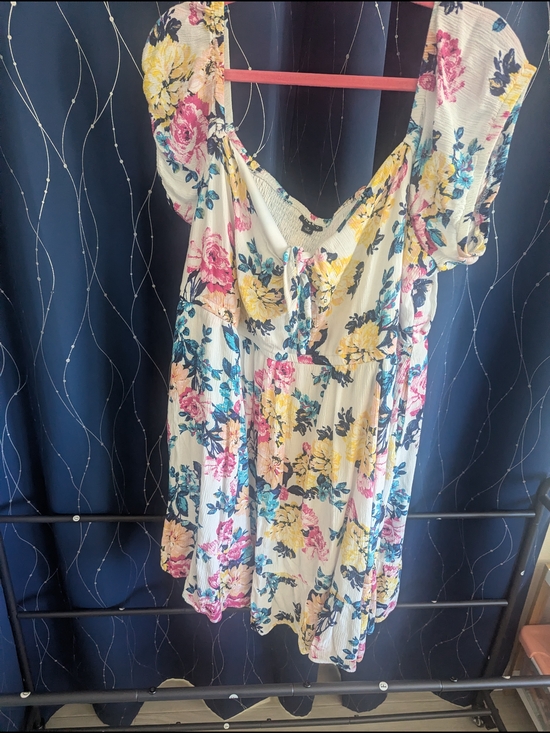 torrid Dresses & Skirts - torrid Cream Floral Dress with Pink, Yellow & Blue Blooms